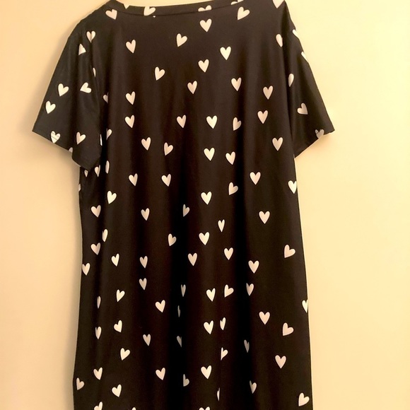 Nightgown women’s XL black with white hearts - Picture 2 of 7